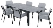 Set tavolo e sedie Odyssea NATERIAL in alluminio antracite per 6 persone