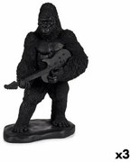 Statua Decorativa Gorilla Chitarre Nero 17,5 x 38 x 27 cm (3 Unità)