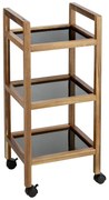 Scaffale per il bagno nero/di colore naturale in acacia massiccia 35x76,5 cm Fondi – Wenko