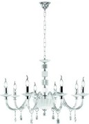 Lampadario in vetro e cristallo trasparente livia 8 luci lp.livia-8bl