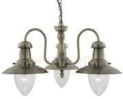 Fisherman ii 3lt pendant - ottone antico e vetro trasparente seminato
