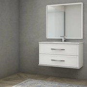 Mobile da bagno sotto lavabo BADEN HAUS Tiffany bianco opaco laccato opaco L 100 x H 55 x P 46 cm 2 cassetti, lavabo non incluso