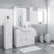 Mobile bagno con lavabo L 101 x H 81 x P 33.5 cm bianco, 3 ante 2 cassetti per vasca centrale Paola