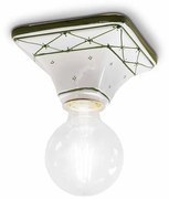 Plafoniera Classica Trieste Bianco Decorato Filo Verde Prato 1 Luce E27