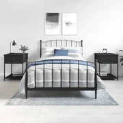 Comodini 2 Pz Neri 44x45x58 Cm İn Legno Multistrato /