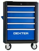 Carrello per officina DEXTER CAB01 in acciaio  4 ruote 5 cassetti 1 ripiani, L 72 x P 48 x H 94 cm
