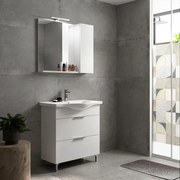 Mobile sottolavabo, lavabo e specchio con illuminazione Jnka bianco opaco L 80 x H 75 x P 46 cm 1 vasca 2 cassetti