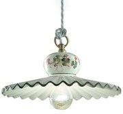 Lampadario Classico Roma Ceramica E Ottone Satinato Decorato 31Cm 1 Luce E27