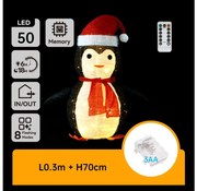 Aigostar - Decorazione natalizia da esterno LED 50xLED/3xAA 0,7m IP44 pinguino