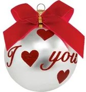 Pallina Natale I love you perlata 10 cm