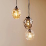 EMIBIG LIGHTING Lampada a sospensione Starla, vetro grafite/ambra/trasparente, a 3 luci, rotonda