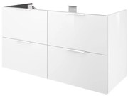 Mobile da bagno sotto lavabo Neo bianco laccato lucido L 120 x H 64 x P 48 cm 4 cassetti, lavabo non incluso