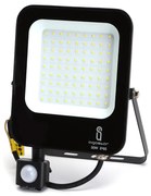 Faro proiettore Led 50W Nero da esterno IP65 Bianco neutro 4000K con sensore crepuscolare e di movimento Aigostar