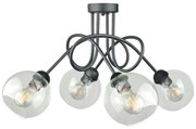 Lampadario a plafone EVIE 4xE27/60W/230V antracite/limpido