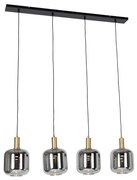 Lampada a sospensione nera con vetro oro e fumé incl. 4 PUCC - Zuzanna