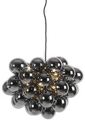 Lampada a sospensione smart nera con vetro fumé 8 luci rotonda incl. Zigbee G9 - Uvas