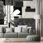 Carta da parati – Astratto floreale in bianco e nero