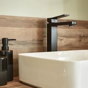 Rubinetto per lavabo getto laminare cristallino Studio nero cromato opaco SENSEA H 35 cm