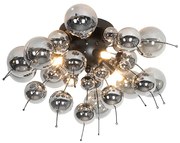 Lampada da soffitto di design nera con vetro fumé a 4 luci - Explode