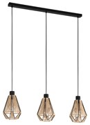 Lampadario Contemporaneo Adwickle 3 Luci Metallo Nero E Tessuto