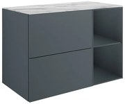 Mobile da bagno sotto lavabo SENSEA Neo Line grigio scuro/marmo bianco L 90 x H 65 x P 48.5 cm, lavabo non incluso
