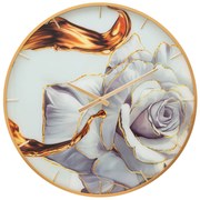 Orologio da Parete Elegante con Rosa in Vetro Ø 60x5 cm