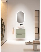 Mobile da bagno sotto lavabo Mia verde muschio laccato opaco L 60 x H 55 x P 39.5 cm 2 cassetti, lavabo non incluso