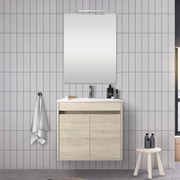 Mobile bagno 60 cm con 2 ante Mavi rovere juta con specchio