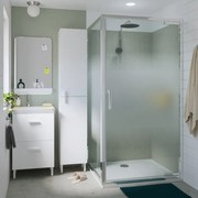 Box doccia rettangolare battente Easy 90 x 70 cm, H 190 cm in vetro, spessore 6 mm serigrafato cromato