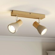 Lindby Filiz fatto, a 2 luci, 27 cm, legno, cemento, E14 Lindby, dimmerabile, Legno chiaro, Camera da letto, Legno, Scandinavo, Faretto