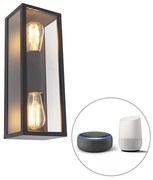 Lampada da parete intelligente nera 38 cm 2 luci IP44 incl. Wifi ST64 - Charlois
