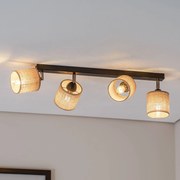 Luminex Faretto da soffitto Adeline paralume in juta a 4 luci lungo