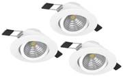 Faretto Ad Incasso Moderno Saliceto In Alluminio Bianco 3 Luci Led 6W 2700K