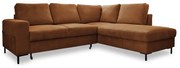 Divano letto in velluto a coste arancio-marrone (angolo destro) Lofty Lilly - Miuform