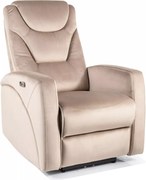 Poltrona reclinabile elettrica Kronos Velvet in velluto beige scuro – 94x79x107 cm
