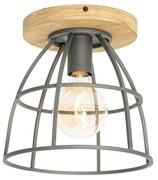 Plafoniera industriale grigio scuro con legno - Arthur