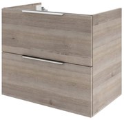 Mobile da bagno sotto lavabo SENSEA Neo grigio / argento lucido L 75 x H 64 x P 48 cm 2 cassetti, lavabo non incluso