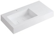 Lavabo integrale a sinistra rettangolare L 90.5 x H 15 x P 46 cm in resina bianco