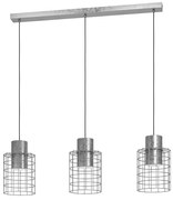 Lampadario Industrial Milligan 3 Luci Acciaio Grigio E Bianco