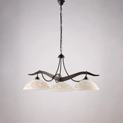 Lampadario in ferro laccato nero con decorazione effetto ruggine e ...