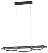 Lampadario A Sospensione Moderno Boyal Acciaio Nero Legno 2 Luci Led 12,5W