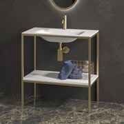 Kamalu - mobiletto metallico a terra 80 cm con lavabo e ripiano net-80