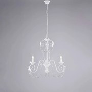 Bonetti Illumina Lampadario in ferro laccato bianco con decorazione effetto shabby chic e strass in cristallo 3 luci