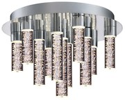 Plafoniera Da Soffitto Moderno Crackle 11 Luci Metallo Cromo Vetro Led 52,8W