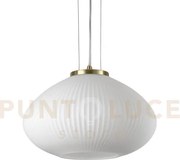 Plisse' lampadario a sospensione in vetro soffiato con decoro in ri...