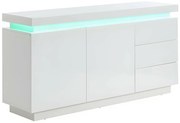 Credenza con LED, 2 ante e 2 cassetti MDF laccato bianco - EMERSON II