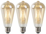 Set di 3 lampadine LED E27 ST64 oro con sensore crepuscolare 4W 400lm 2200K