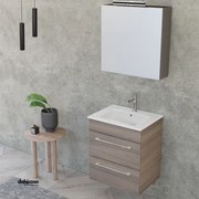 Mobile Bagno Sospeso "Unit One" Da 55 Cm Composto Da Due Cassetti Finitura Medium Elm