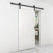 Porta scorrevole reversibile Oregon in mdf bianco, L 96 x H 211.5 cm, con binario Country nero
