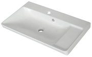 Lavabo da incasso con bordo a vista rettangolare vasca centrale Easy L 71.4 x H 15.5 x P 42.4 cm in ceramica bianco lucido